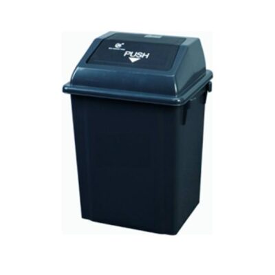 PAPELERA RECTANGULAR PLASTICA C-TAPA COLOR NEGRO 40 Lits *TORMES