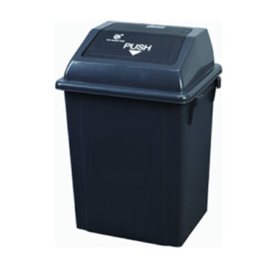 PAPELERA RECTANGULAR PLASTICA C-TAPA COLOR NEGRO 60 Lits *TORMES