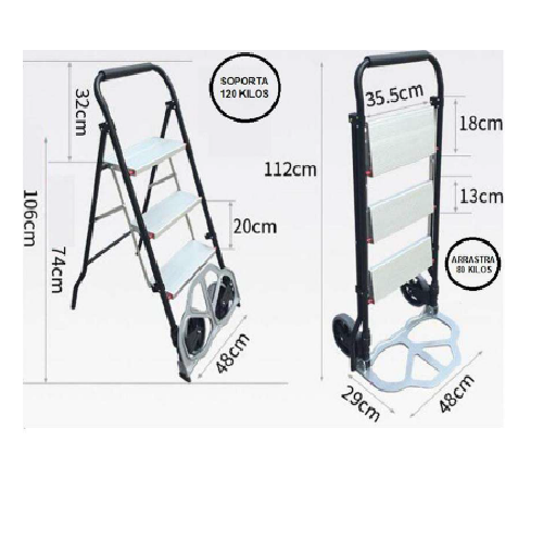 ESCALERA CARRETILLA ALUMINIO 3 TRAMOS