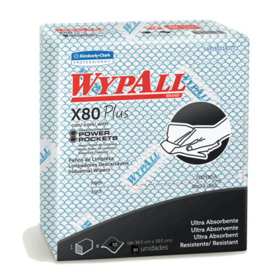 WYPALL*  X80  AZUL POWER POCKETS  (10 paquetes-caja  30 paños-paquete  Med. 33 5 x 35 5 cm ) SKU 30228273 – 30243107
