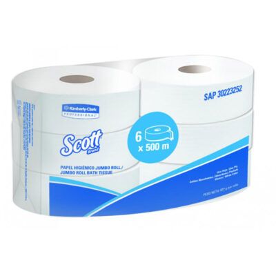 Papel Higiénico Jumbo SCOTT® BASIC 1×6  Blanco  Clase A  1 Hoja  6 Rollos  500 Mts SKU 30228820