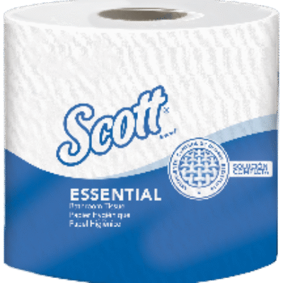 Papel Higiénico SCOTT® ESSENTIAL 1×24   3 Hoja  28 mts – 300 Hojas (Encapsulado Elimina Olor) Ref. 30229262 – 30243350